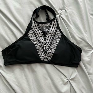 black halter top bathing suit top
